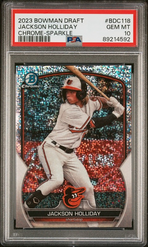 2023 Bowman Draft #BDC118 Jackson Holliday Chrome Sparkle Refractor PSA 10