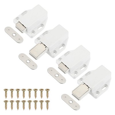 4 Pcs Magnetic Push Latch, Small Single Push to Open Door Touch Latch, White