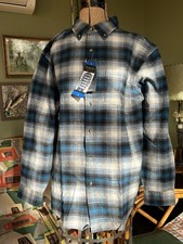 Pendleton Mason Flannel Shirt Mens L Blues Gray  Black Plaid Cotton Button NWT
