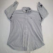 Ralph Lauren Shirt Mens 16.5 Blue Check Button Up Long Sleeve Classic Cotton