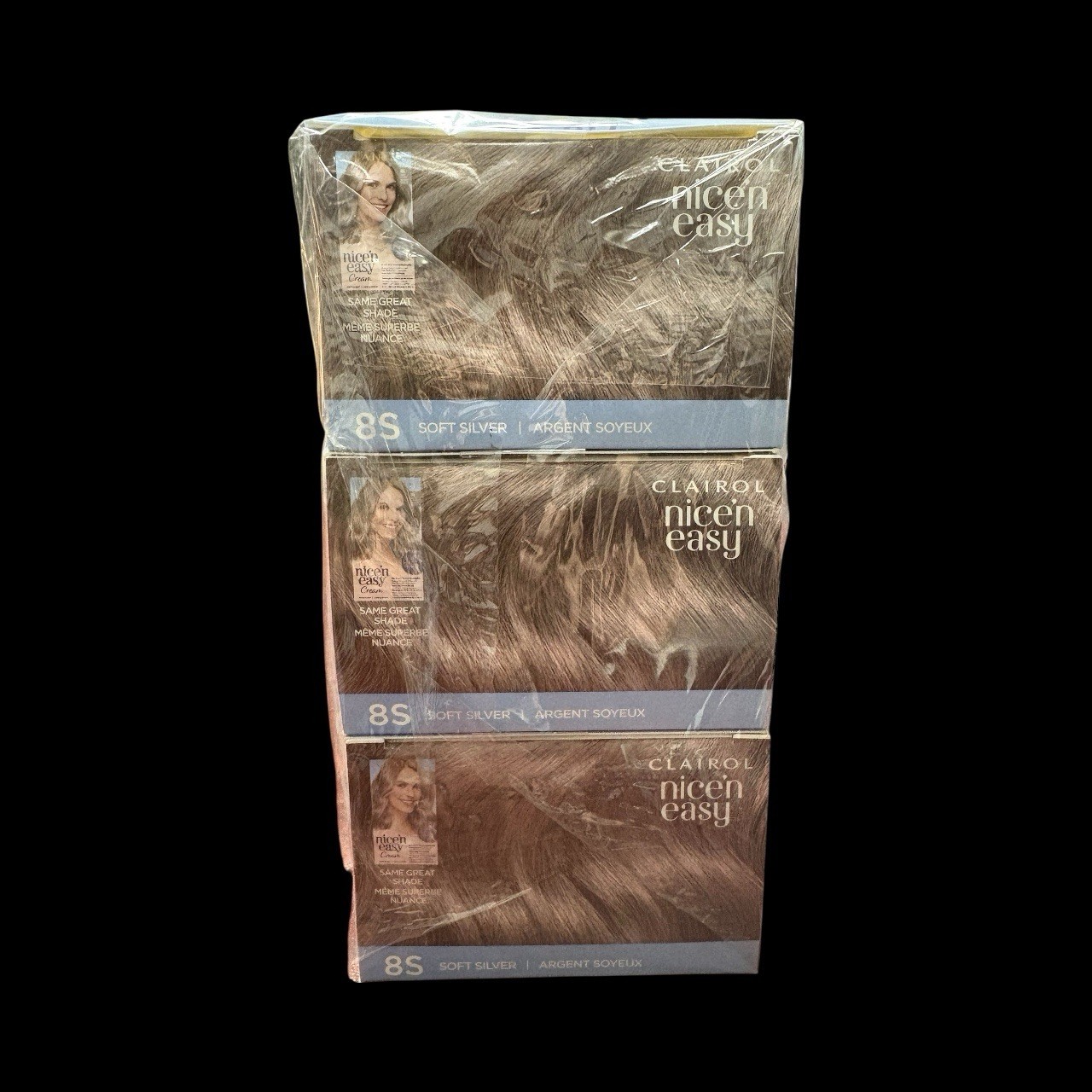 Clairol Nice&rsquo;n Easy Hair Color Cr&egrave;me #8S Soft Silver 3 Pack Permanent Dye