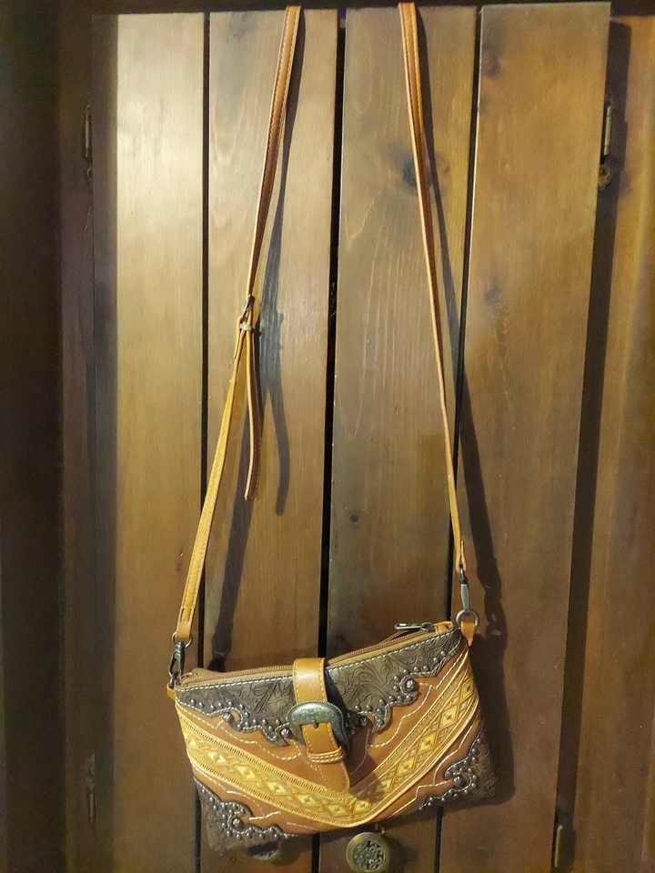 Montana West Studded Crossbody Purse Wristlet w/ Buckle Detail - Image 4 of 4