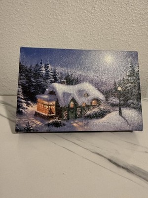 Thomas Kincade 'Silent Night'  4'' x 6'' x 1''  Color Changing Pic, Wall or Desktop