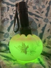 Vtg Fenton Burmese Uranium Glass Maple Leaf Rose Bowl