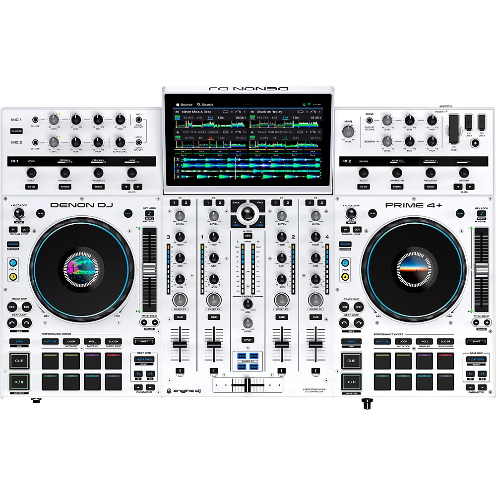 Denon DJ PRIME 4 Автономный потоковый 4-канальный DJ-контроллер белого цвета 327890₽