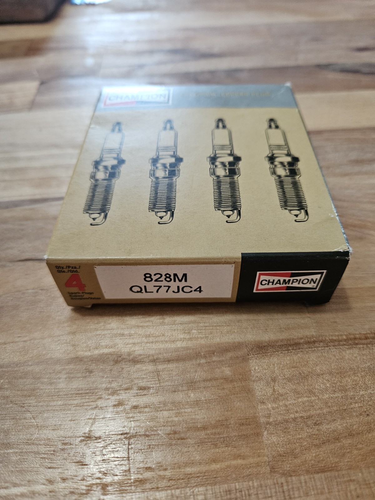 4 Pack - Champion - 828M - Copper Plus Resistor Spark Plugs, QL77JC4