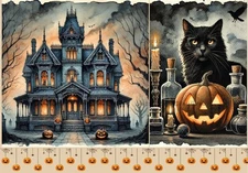 Black Cat Manor #839 | A4 Rice Paper | Paper for Decoupage | Decoupage Creatives