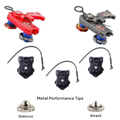 BEYBLADE 5x Launchers + 2 Metal Tips – Metal Fusion Launcher Pack Set Xmast