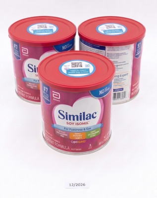 Similac Soy Isomil Powder Baby Formula (3 cans) 12.4 Oz Sealed  Exp: 12/2026