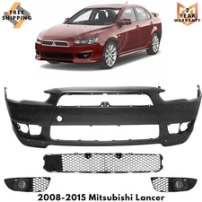 Front Bumper Cover Fascia & Fog Light Assembly For 2008-2015 Mitsubishi Lancer