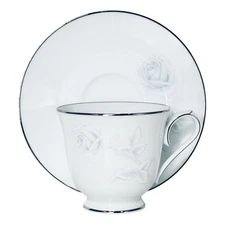Noritake Philippines VIRTUE 2934 White Blue Rose Porcelain Cup & Saucer Set NEW