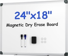 Magnetic White Board for Wall 24"X18"Dry Erase Kit with 2 Markers 4 Magnets