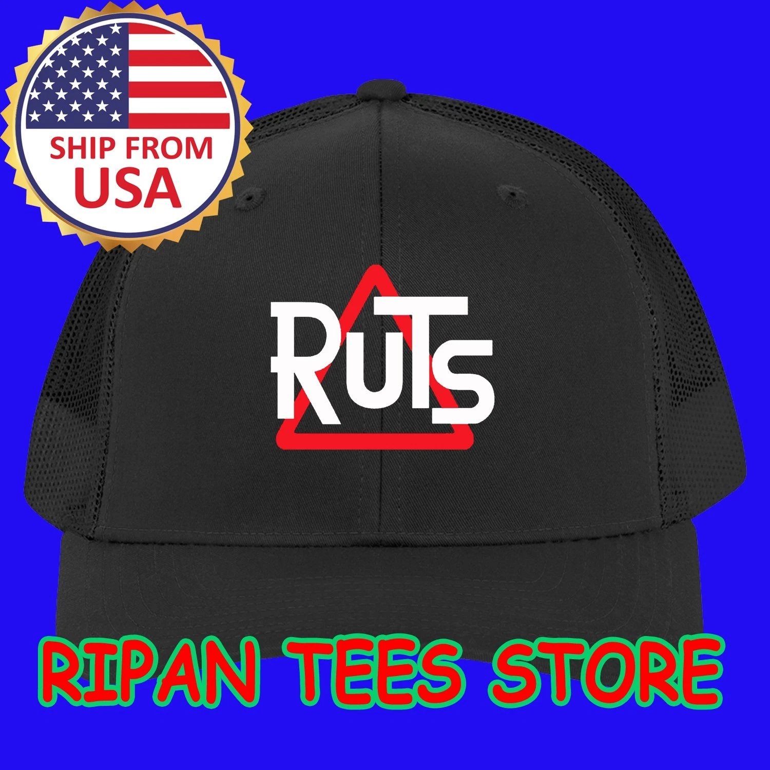 The Ruts Black Trucker Hat Cap Adult Size