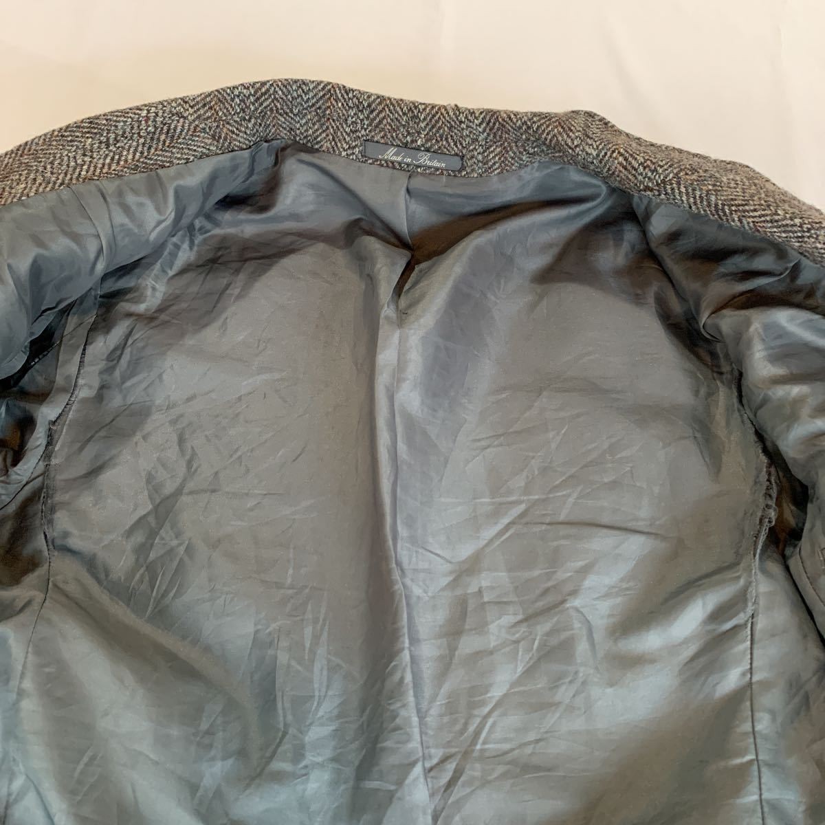 Vintage 1980's Dunn & Co Harris Tweed Norfolk Jacket Size 38 Gray Length 79cm image 10