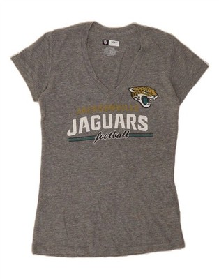 NFL Jacksonville Jaguars grafisches Damen-T-Shirt Oberteil UK 10 Small grau BL23