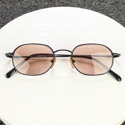 Eye Q Maverick Sunglasses Black Frames 48-19-140 Retro Oval Light Brown Lens