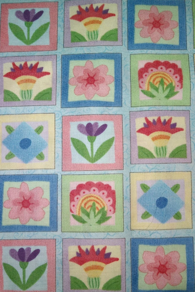 Impresiones Wilmington ~ Flores "Un poco caprichosas" en cuadrados ~ Tela de algodón 36"x44" Foto 2 de 4