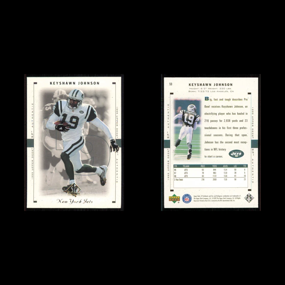 Keyshawn Johnson #59 1999 SP Authentic New York Jets Football Card NFL NM - Image 3 of 3