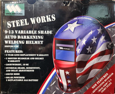 WELDMARK SS8VS9-13H Steel Works Stars & Stripes Auto-Dark Helmet VAR Shade 9-13