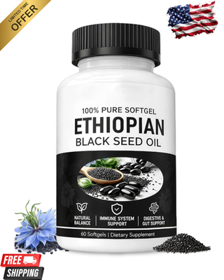 #ad Ethiopian Black Seed Oil Softgels 4.64% Thymoquinone Gluten Free 60 capsules $8.19