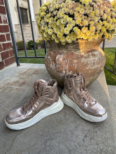 BALMAIN Rose Gold B-Ball High Top Leather Sneakers 36 /US 6 - Picture 9 of 14