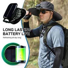 Wide Brim Solar Powered Fan Outdoor Fishing Hat Sunscreen Sun Hat with Mini Fan