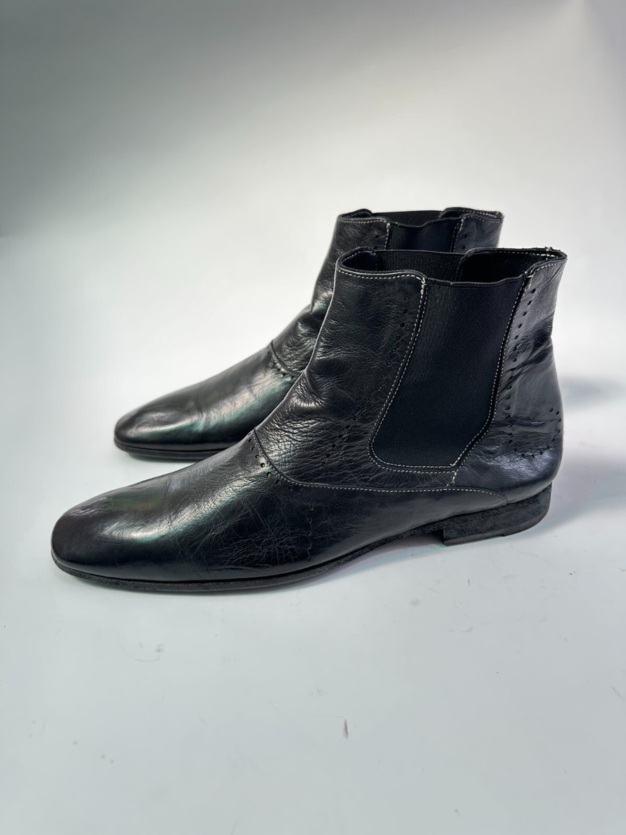 OFFICINE CREATIVE Black Leather Chelsea Boots Sz 42