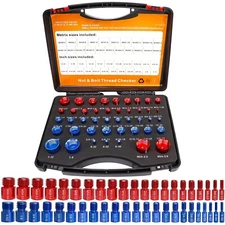 44Pcs Nut & Bolt Thread Checker 23 Inch & 21 Metric Nut Bolt Thread Gauges w/Box
