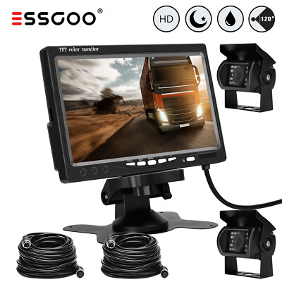 Essgoo 2x HD Car Rear View Rear Parking Camera 7'' Monitor Truck Bus