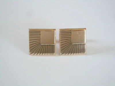 Boutons De Manchette Vintage Swank Doré Carré 18,0 G/1,9 X 1,9 Cm - Photo 1/4