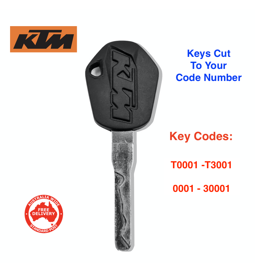 Suits KTM High Security Motorbike, Dirt Bike, Trail Bike Key Cut