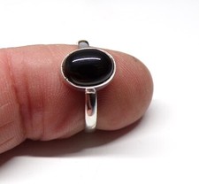 Handmade 925 Sterling Silver 9 x 7 mm Oval Black Onyx Stone Ring Size H to Z