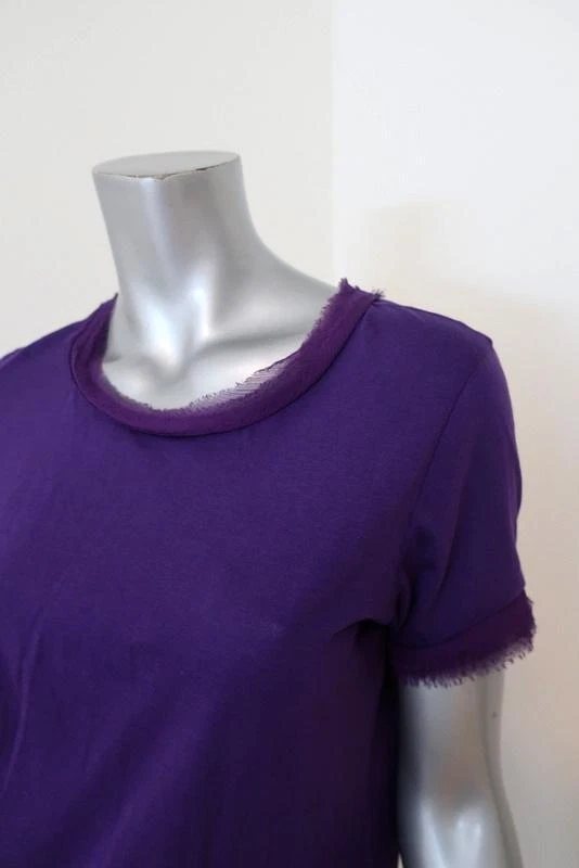 Lanvin Tee Purple Chiffon-Trim Cotton Jersey Size Small Short Sleeve Top - Image 2 of 4