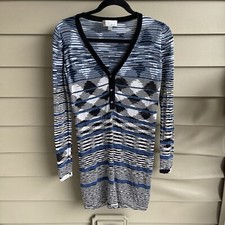 M Missoni Black Blue Metallic Striped Pattern Knitted Beach Tunic Dress S / M