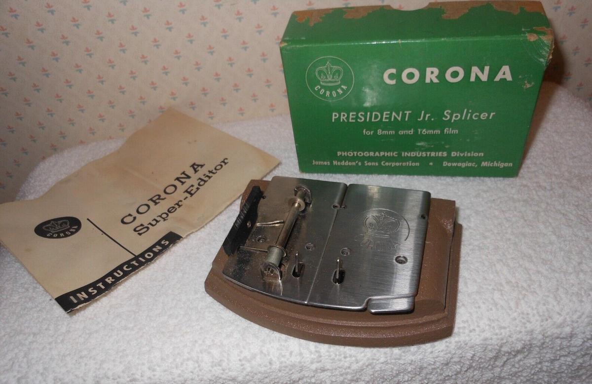 Vintage Corona President Film Splicer 8mm 16mm Original Box  Instructions