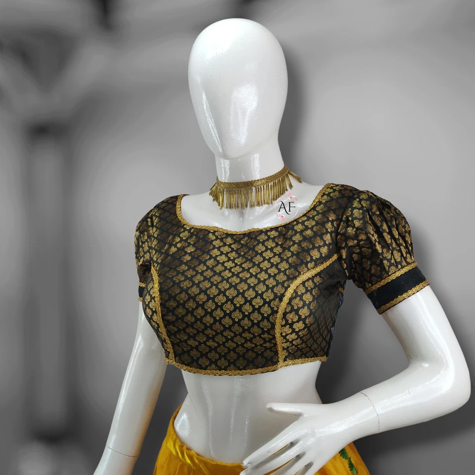 Blusa Chanderi Cuello Barco | Busto Acolchado | Top Hecho a Mano Media Manga Foto 2 de 4