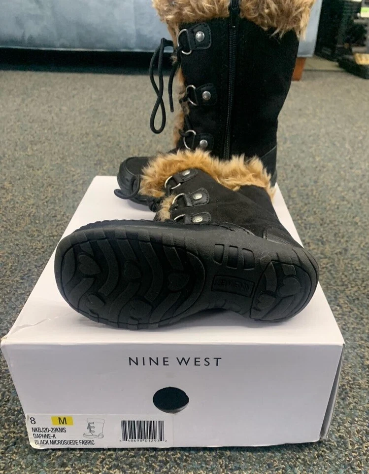 Nine West Niñas Daphne Moda Negro Invierno Botas Zapatos Talla 8M #NKBJ20-29KMS Foto 3 de 4