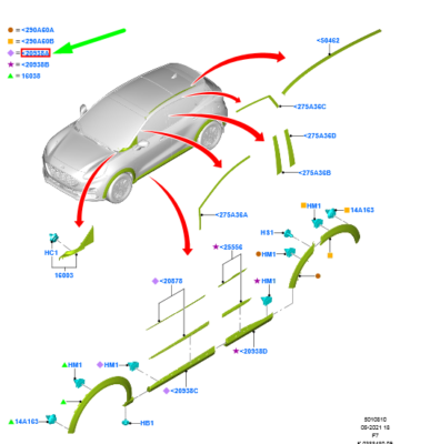 FORD PUMA Türleiste vorne rechts 2456072 L1TB-S20306-AG5YZ9 NEU 
