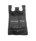 100 Black Thank You T-shirt Shopping Bags with Handles 10"x5"x18 Heavy Duty