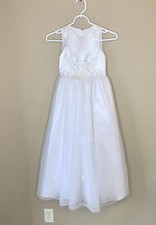 David's Bridal Santa Monica Princess Wedding Flower Girl Dress Size 7 White