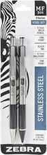 Zebra M/F 301 Stainless Steel Mechanical Pencil and Ballpoint Pen Set, Fine