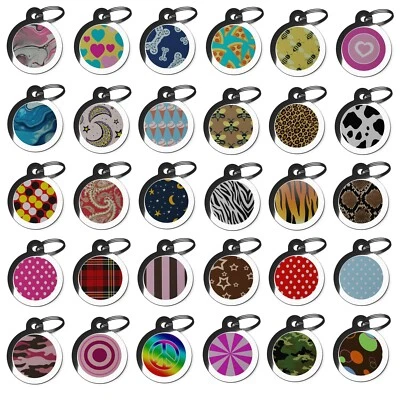 Personalised Pet ID Tags for Dogs Cute Pattern Design Dog Name Tag Made in UK