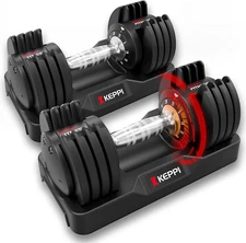 Keppi Adjustable Dumbbells Set, 25Lb/40Lb/55Lb/60Lb Dumbbells with Anti-Slip Met