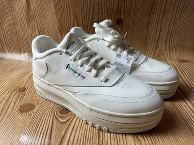 Reebok Classic Club C Extra Platform Leather Sneakers  Women Tennis White Sz 11