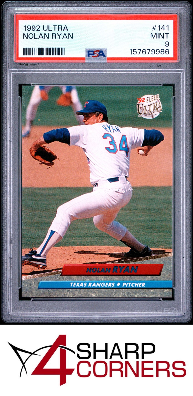 1992 ULTRA #141 NOLAN RYAN RANGERS HOF PSA 9