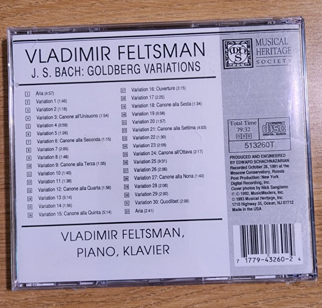NEW - Vladimir Feltsman - Goldberg Variations (CD, 1993, MHS