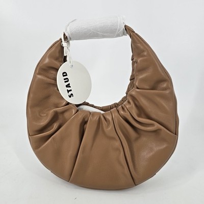 Staud Mini Leather Soft Moon Bag Handbag in Mushroom Brown NEW with Dustbag