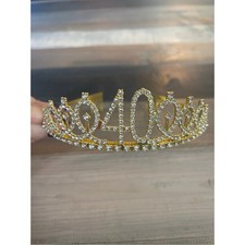 "40th" Birthday Gold Rhinestone Tiara Crown