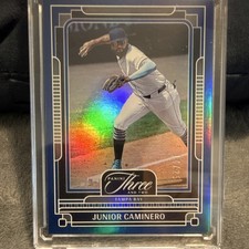 2025 Panini Three and Two Navy Blue /25 #81 Junior Caminero Tampa Bay Rays