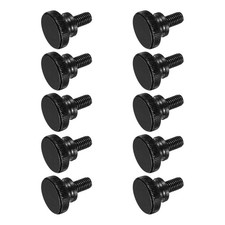 M8x12mm Black Steel Flat Head Shoulder Knurled Thumb Screws 10Pcs